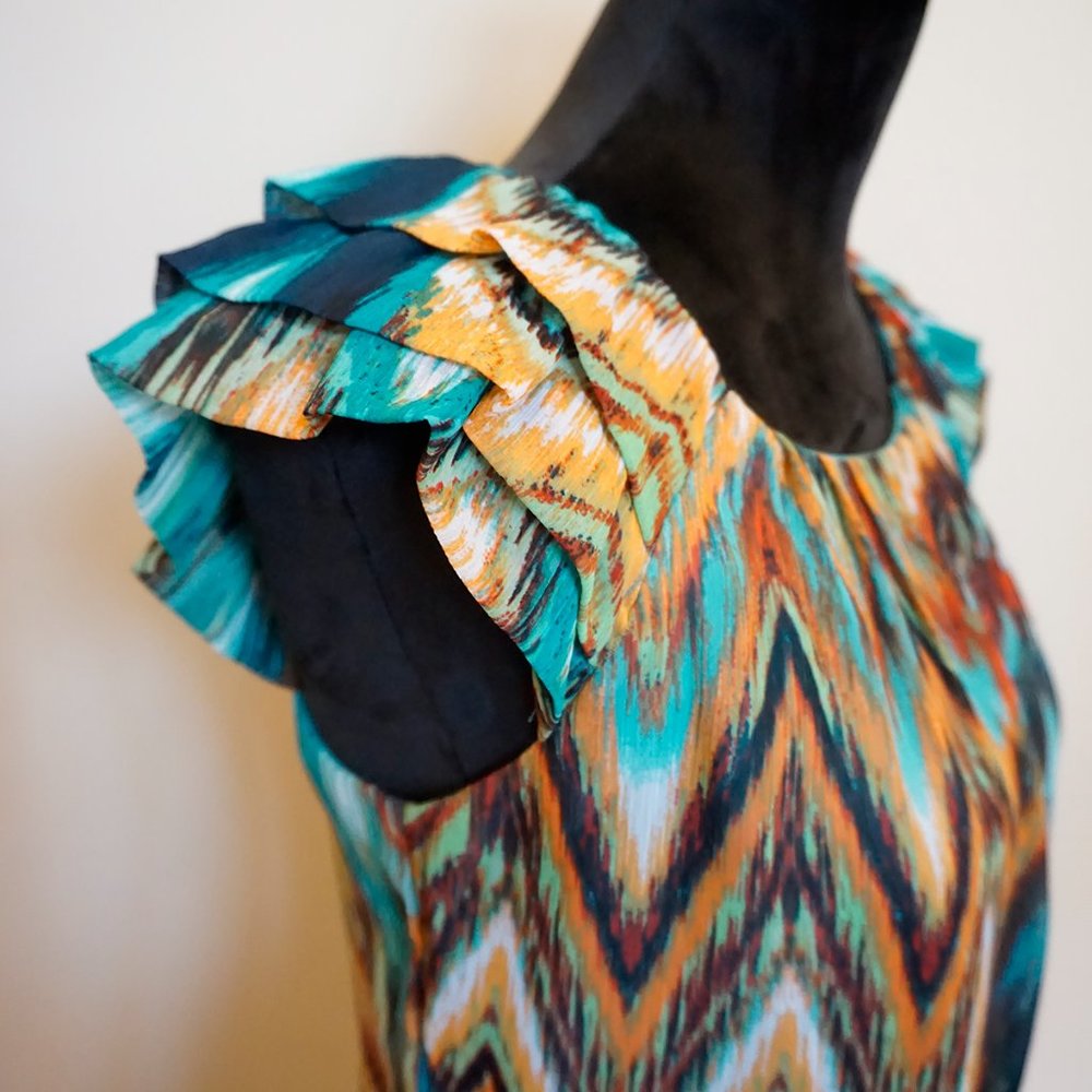 Zig Zag Patterned Multi-Color Midi Dress by Rabbit - Picture 3 of 7